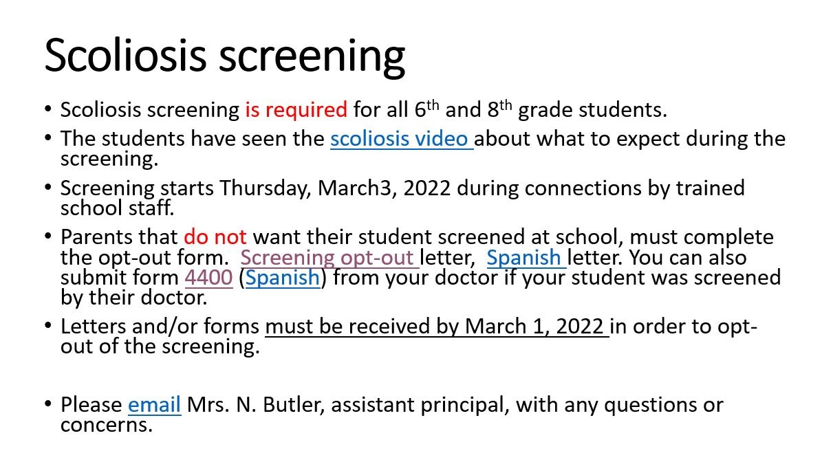 Scoliosis Screening 3/3/22